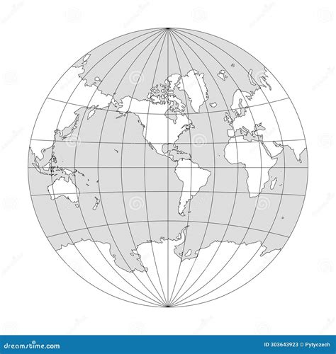 Simplified Map Of World Focused On Americas Stock Illustration