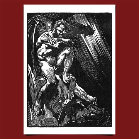 Satan Naked Winged Demon Vintage Occult Illustration Lucifer Witchcraft Gothic Art Print A