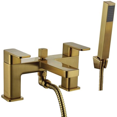 Niagara Hadley Brushed Brass Modern Deck Mounted Bath Shower Mixer Tap