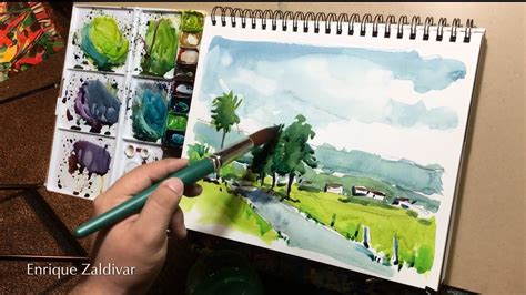 Pintando con acuarela Paisaje de campo Tecnicas artísticas Clases