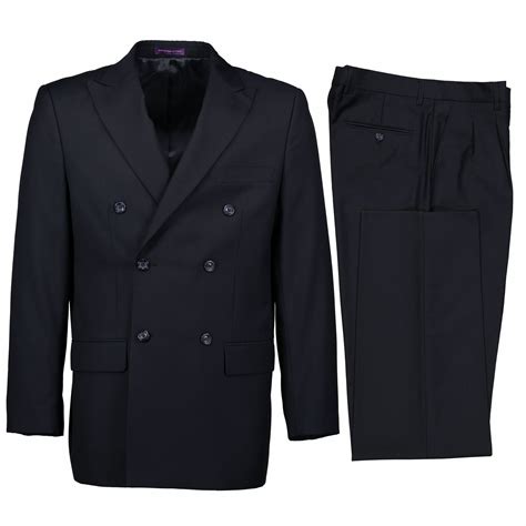 Vinci Men S Navy Blue Double Breasted 6 Button Classic Fit Suit New Ebay