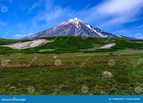 Panoramic View of the City Petropavlovsk-Kamchatsky and Volcanoes Stock ...