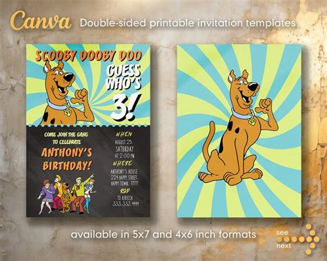 Printable Birthday Invitation Scooby Doo Invitation Editable Invite