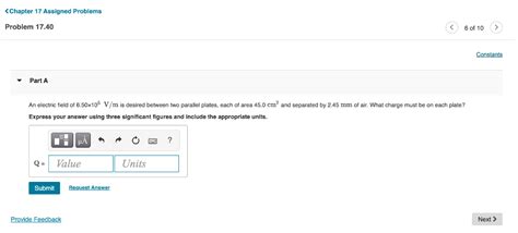 Solved Constants Part A An Electric Field Of 6 50x105 V M Chegg