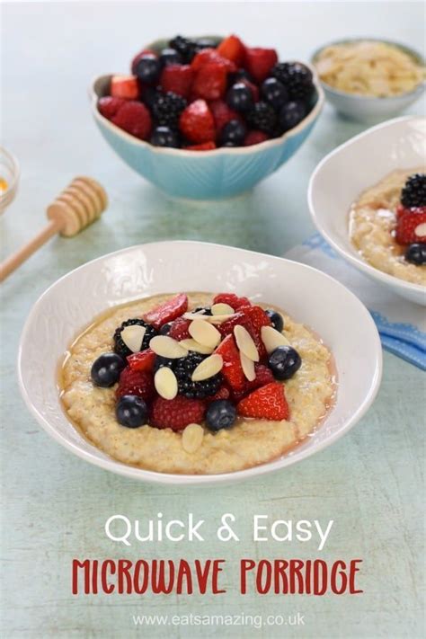 Minute Easy Microwave Porridge With Summer Berries And Flaked Almond