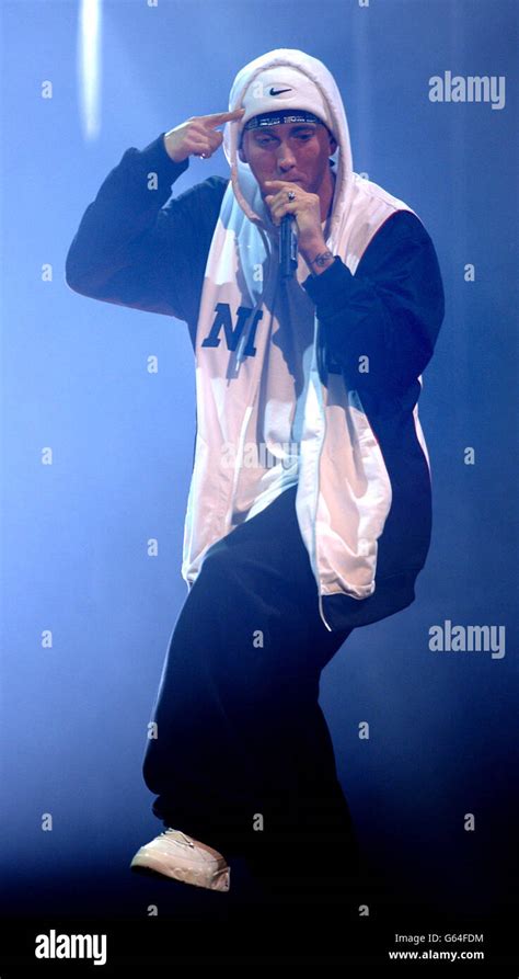 Us Rapper Eminem Performing On Stage During The Mtv Europe Music Awards 2002 At The Palazzo