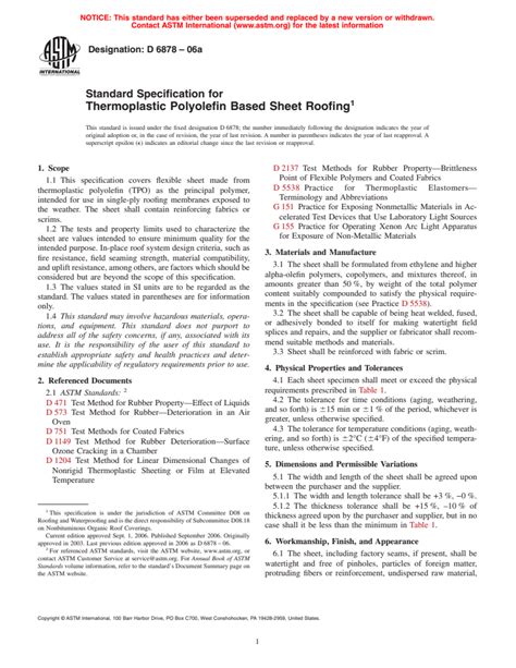 Astm D A Standard Specification For Thermoplastic Polyolefin