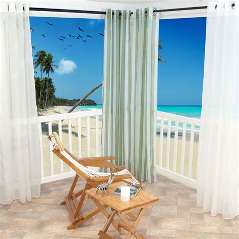 Sheer White Polyester Outdoor Curtains
