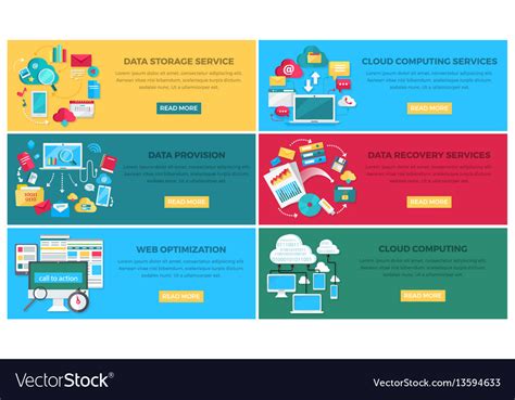 Data Storage Service And Web Optimization Poster Vector Image