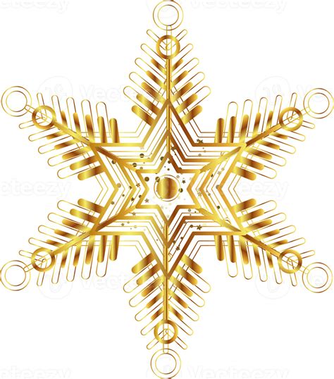 Winter Golden Snowflake Decorative Element For New Year Christmas