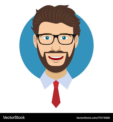 Man character face avatar in glasses Royalty Free Vector