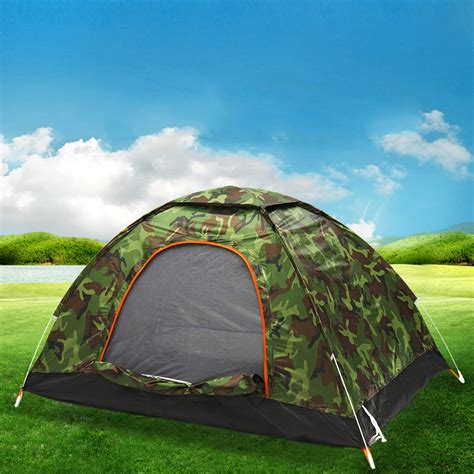 Waterproof 1-2 Person Camping Tent Automatic Family Outdoor Hiking Travel Camouflage + Carry Bag ...