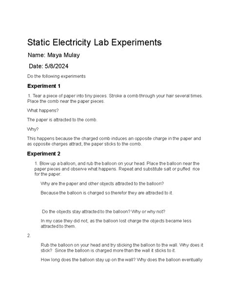 Static Electricity Lab Experiments - Tear a piece of paper into tiny ...