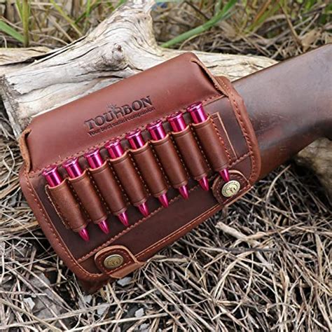 Tourbon Genuine Leather Buttstock Cheek Rest With Rifle Shell Holder