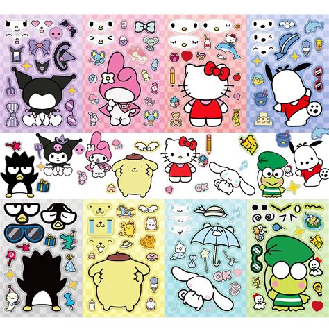 8 Sheets Sanrio Hellokitty Mymelody Kuromi Cinnamoroll Pompompurin