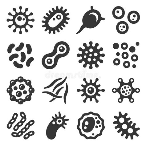 Bacteria Microbes And Viruses Icons Set Vector Stock Vector