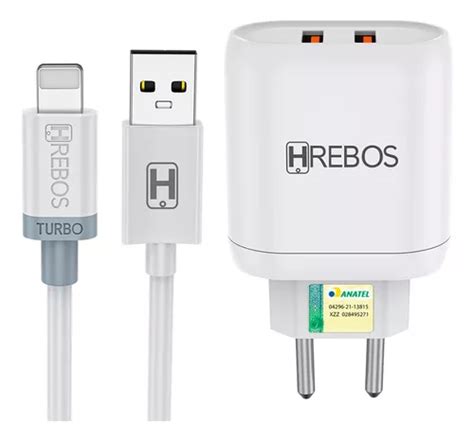 Carregador Duplo Usb Hrebos Turbo 3 1a Cabo Para Iphone Mercadolivre