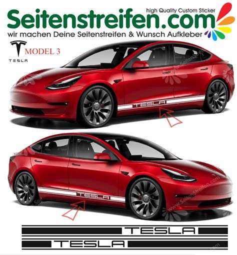 TESLA Modell 3 Klassik Seitenstreifen Aufkleber Dekor Set Nr 1927