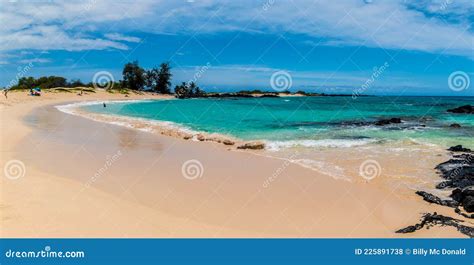 The Beautiful Water And White Sand Of Makalawena Beach Stock Photo