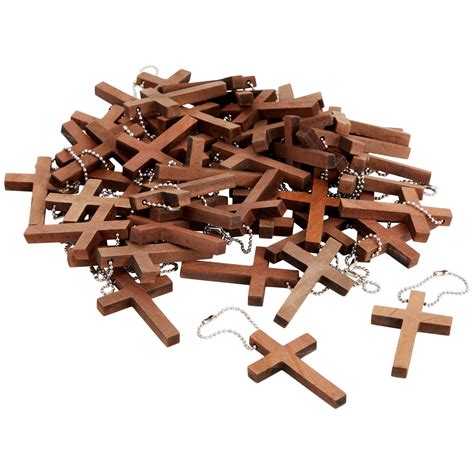 Bright Creations Small Wooden Cross Keychains 50 Pack For Christian