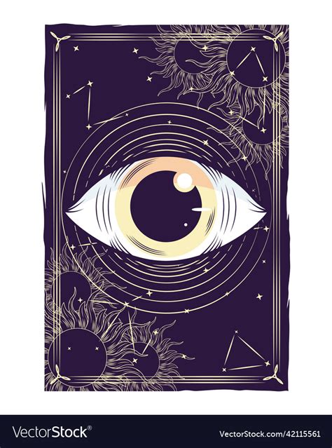 Tarot Card With Eye Royalty Free Vector Image Vectorstock