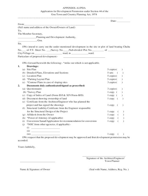 Fillable Online PDA Application For Development Permission Under