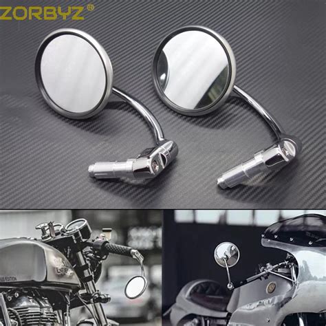 Zorbyz Motorcycle Silver Retro Metal 7 8 22mm Handle Bar End Side