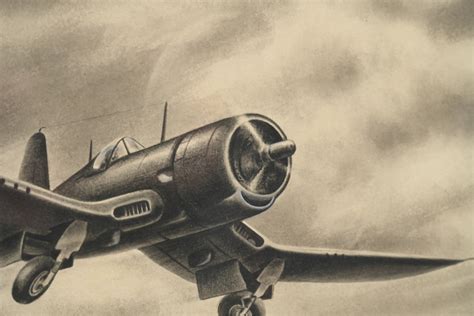 McClelland Barclay WWII CORSAIR FIGHTER PLANE ORIGINAL ILLUSTRATION