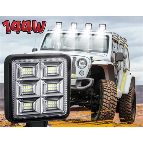 新款 寬壓144W 12V-24V LED方形工作燈 射燈 霧燈 邊燈 照明燈 貨車 卡車 吉普車 堆高機 農機 | 蝦皮購物