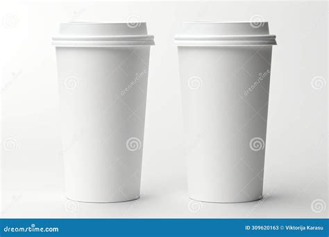 Blank White Takeaway Coffee Cups Mockup Or Mock Up Template Isolated On