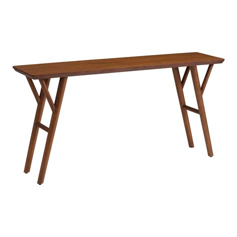 Andie Dark Walnut Angled Leg Mid Century Console Table - World Market
