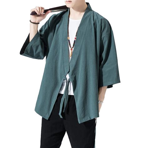 Prijouhe Men S Kimono Jackets Cardigan Lightweight Casual Cotton Blends Linen Seven Sleeves Open