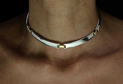 Skin Silver Choker Necklace Break A Stone Jewelry