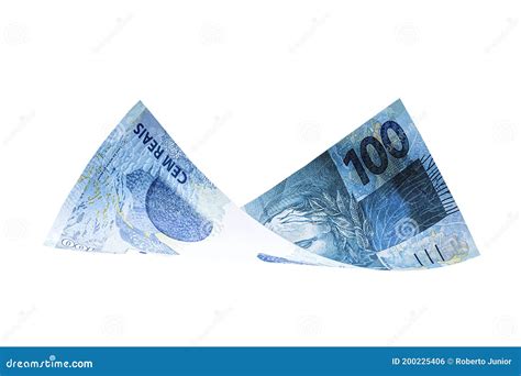 Notas De Reais Ca Das De Cem Reais Do Brasil Sobre Fundo Branco