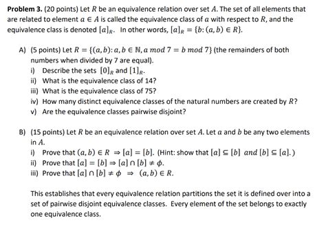 Solved Problem 3 20 Points Let R Be An Equivalence Chegg