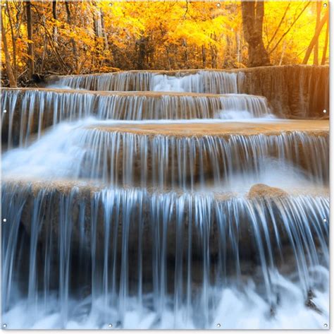 Tuin Poster Waterval Natuur Bomen Herfst Landschap X Cm