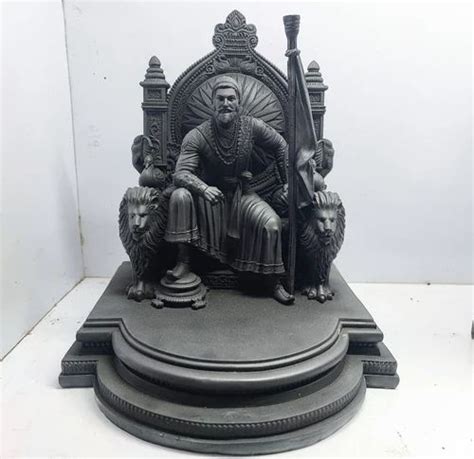 3d Printed Black And Grey Fiber Chhatrapati Shivaji Maharaj Statue For