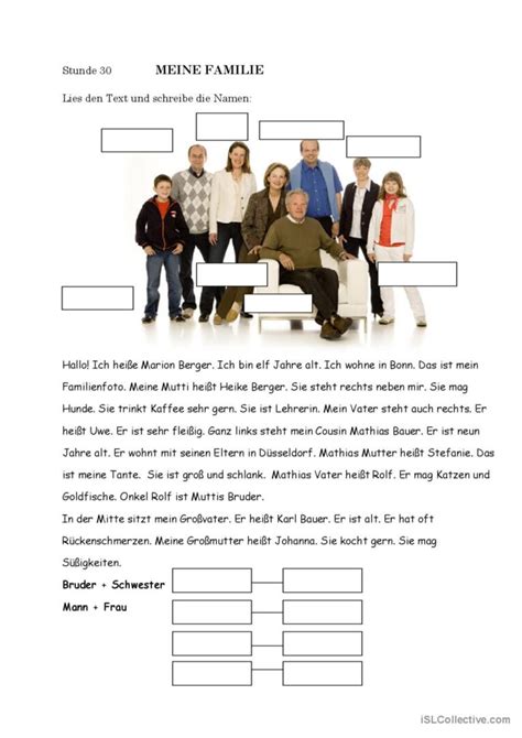 Familie Allgemeines Leseverst Ndnis Deutsch Daf Arbeitsbl Tter Pdf Doc