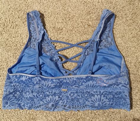 Victorias Secret Pink Blue Lace Bralette Sexy Bra Top Size Large Ebay