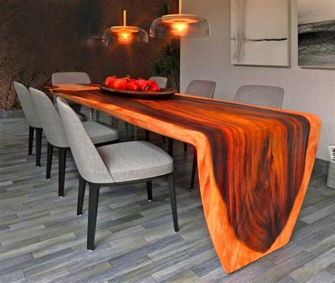 These Live Edge Dining Tables Have A Waterfall Design That Curves To