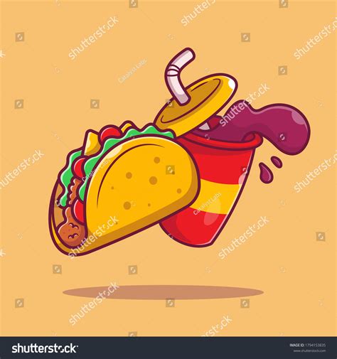 Taco Soda Cartoon Vector Icon Illustration Stock Vector (Royalty Free ...