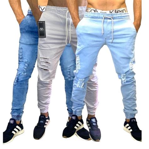 Cal As Jeans Sarja Masculina Jogger C Punho Lycra Kit Pe As