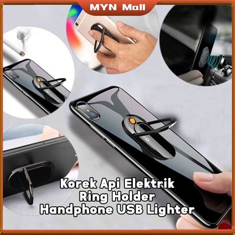 Jual Korek Api Elektrik Ring Holder Handphone Usb Lighter Stand Hp