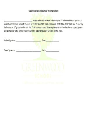 Fillable Online Greenwood School Volunteer Hour Agreement I Fax Email