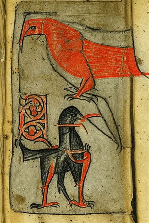 Medieval Manuscript With Hippocorax Drawing · Creative Fabrica