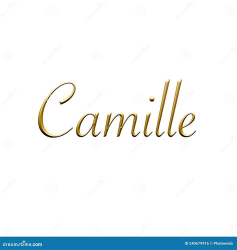 Camille Female Name Gold 3d Icon On White Background Decorative Font Template Signature