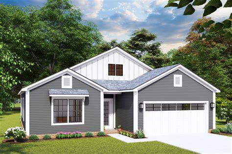 Split Bedroom New American House Plan Cottage With Car Garage