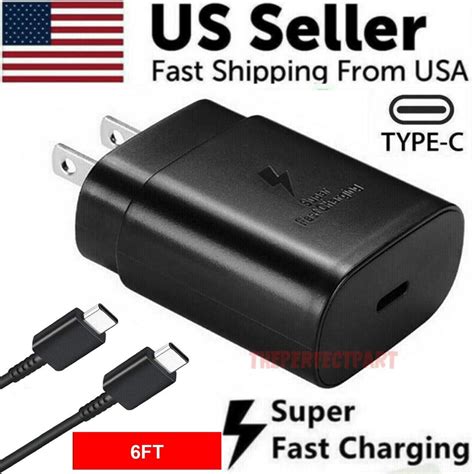 25w Type Usb C Super Fast Wall Charger 6ft Cable For Samsung Galaxy