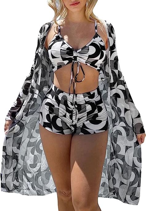 Plus Size Swimwear Tops High Waist Bikinis 2022 Sexy 3 Piece Bikini Set Cover Up Swimsuit For