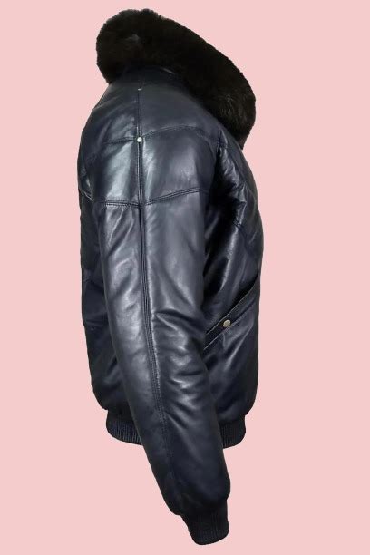 Mens Leather Jacket With Fur Collar - AirBorne Jacket